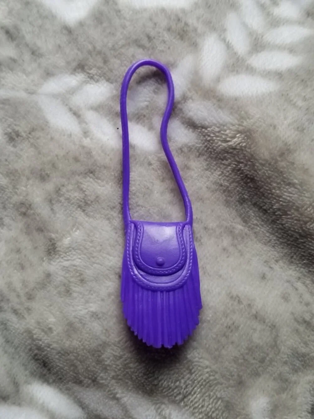 Barbie Accessory Purse Dark Purple Fringe Long Strap Doll Clothing